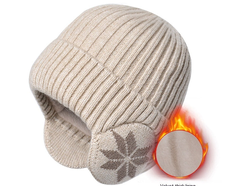 Thermal Woolen Winter Hat for Men – Fleece‑Lined, Thick & Cozy Beanie