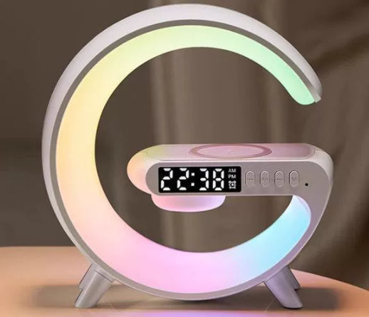 Smart Bedside G-Shape Lamp – LED Mood Light with Bluetooth Speaker & Charger