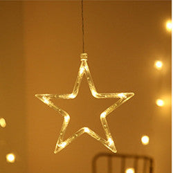 Snowflake & Star LED Curtain String Lights – Christmas Party Background Decor