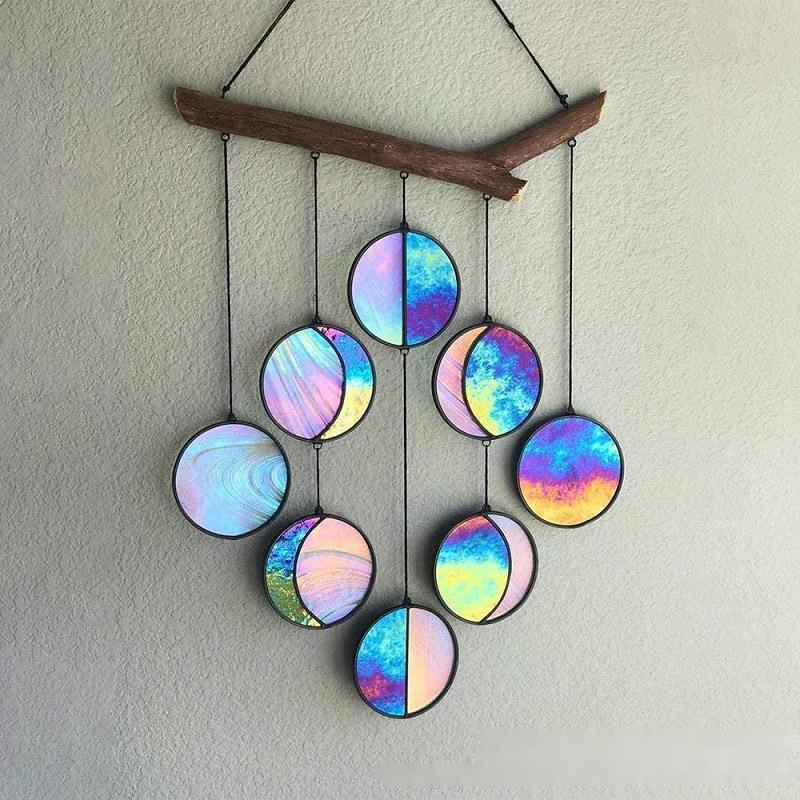 Boho Rainbow Wall Hanging – Moon Phase Home Decor for Relaxing Spaces