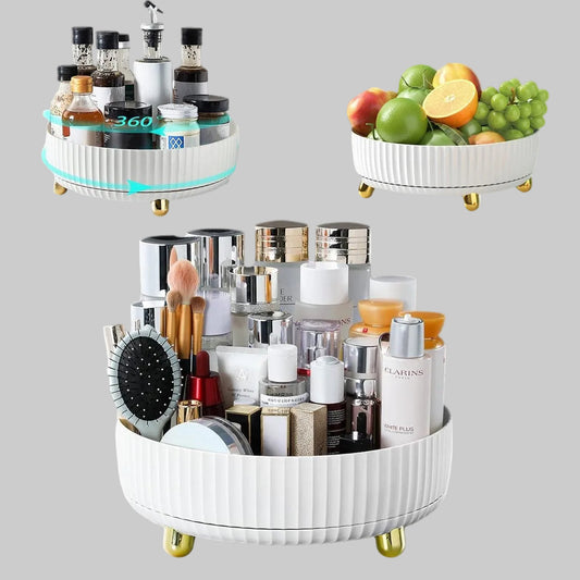 360° Rotating Cosmetic Storage Box – Makeup Organizer for Home & Travel