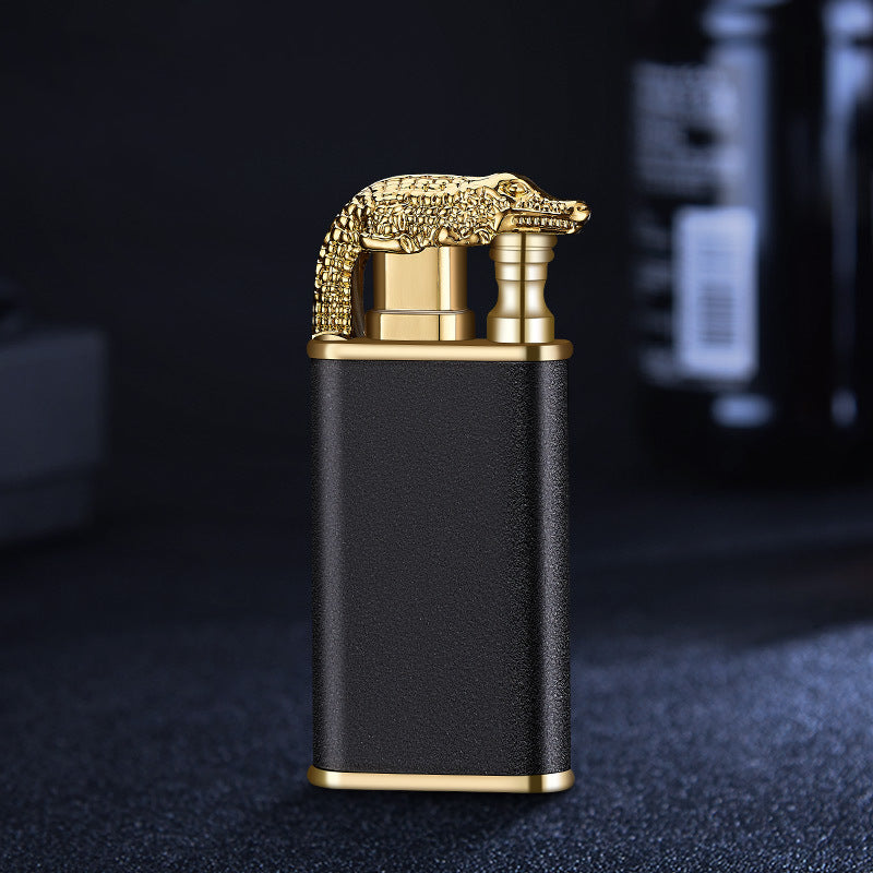 Windproof Jet Flame Torch Lighter – Creative Dolphin Dragon Tiger Double Fire Metal Refillable Lighter