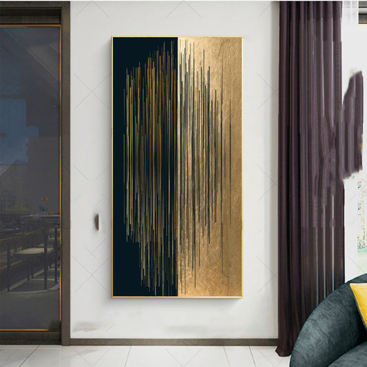 Modern Black Gold Abstract Canvas Wall Art – Luxury Painting for Living Room Decor
