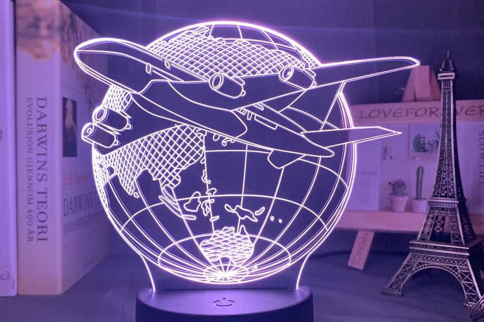 Custom Name LED Night Light – 3D Airplane Lamp for Kids Bedroom