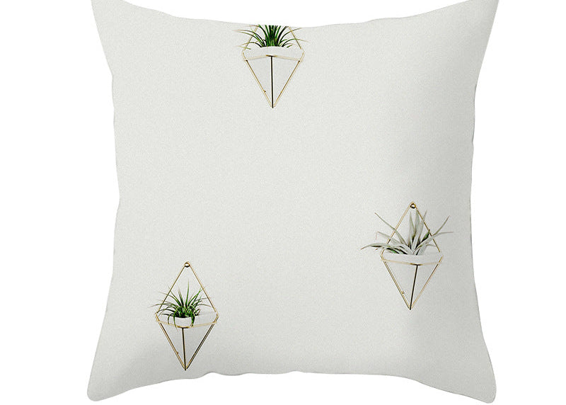 Light Tropical Plants Peach Skin Fleece Pillowcase – Soft Home Decor Cushion Cover