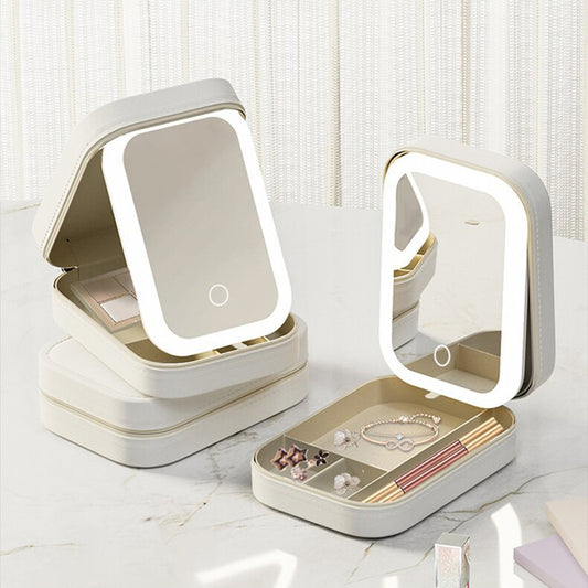 Touch Light Cosmetic Organizer – Portable LED Makeup Storage Box for Travel