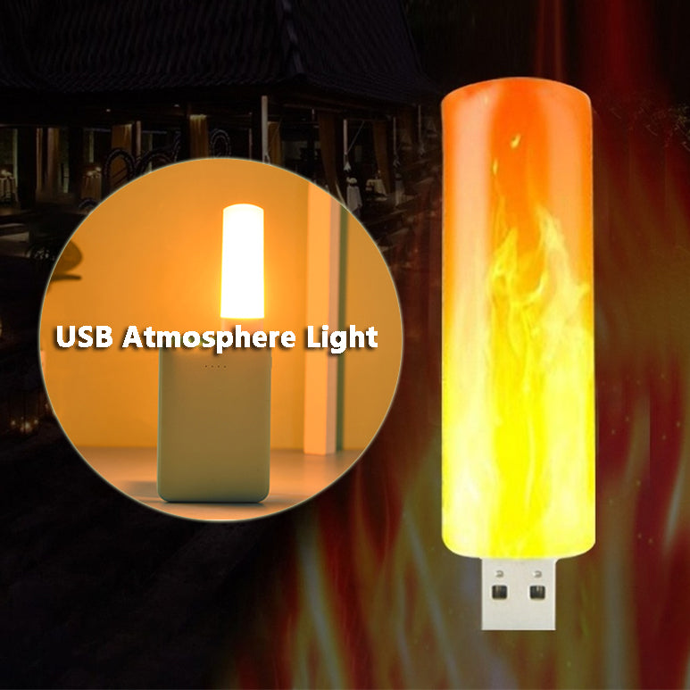 LED Flickering Flame Light USB Lamp – Atmosphere Night Light | Camping & Cozy Room Decor