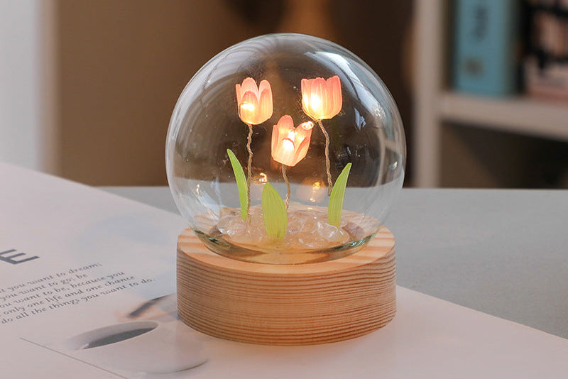 Cute Tulip LED Lamp – Night Light for Bedroom & Desk Decor