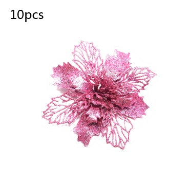 Christmas Glitter Fake Flowers – Festive Tree Decorations for Home & Party Setup