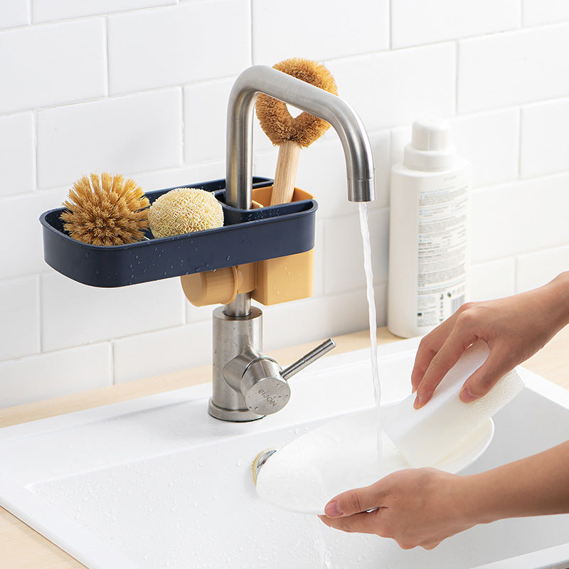 Kitchen Sink Faucet Holder – Space-Saving Sponge & Soap Drain Rack Organizer