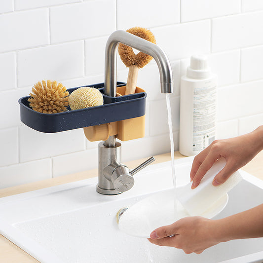 Kitchen Sink Faucet Holder – Space-Saving Sponge & Soap Drain Rack Organizer