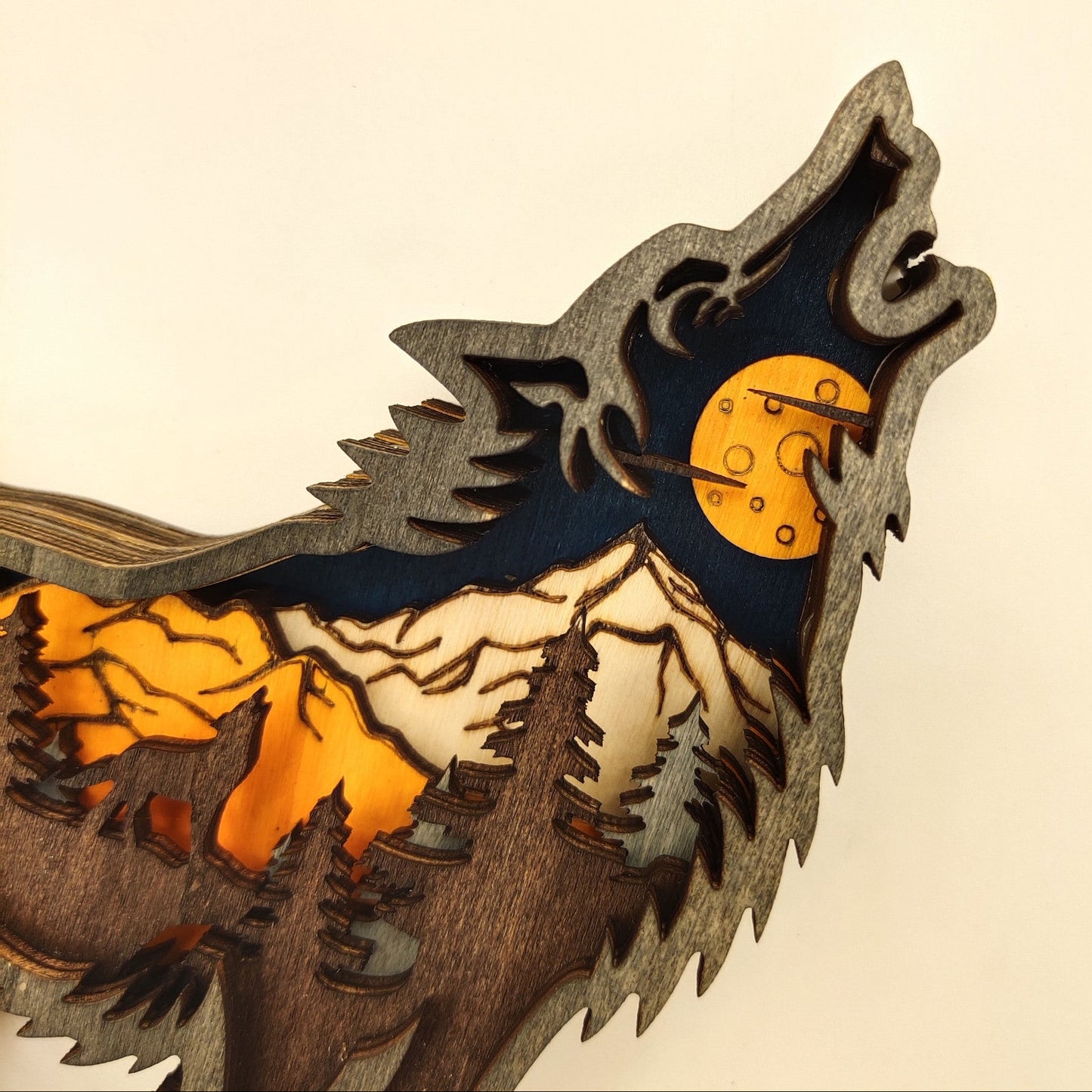 3D Wooden Animal Carving Wall Art – Rustic Cabin Decor, Handmade Christmas Gift Ornament