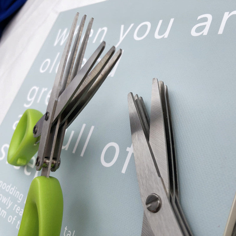 Fast Chop Kitchen Herb Scissors – Multi-Layer Stainless Steel Green Onion & Seaweed Cutter Tool