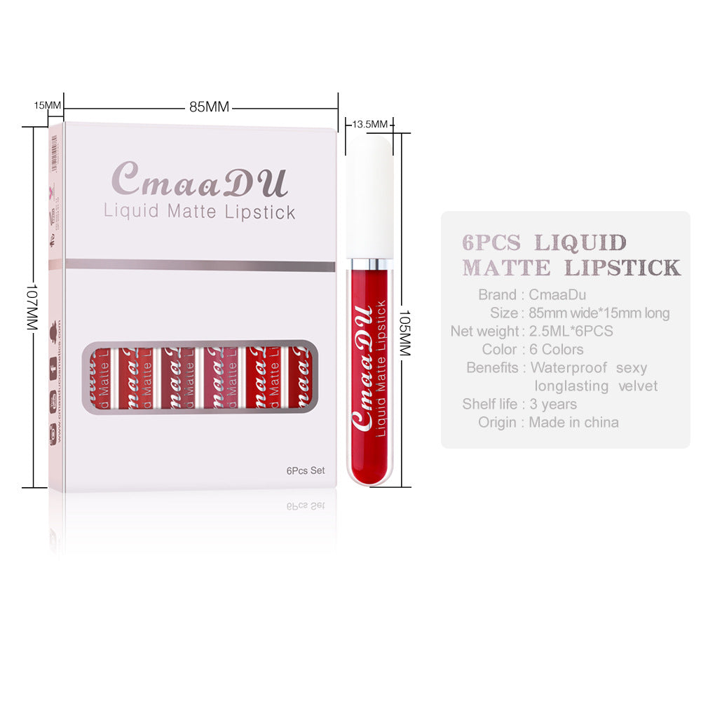 6-Piece Matte Waterproof Lipstick Set – Long Lasting, Transfer-Proof Lip Gloss Kit for All-Day Wear