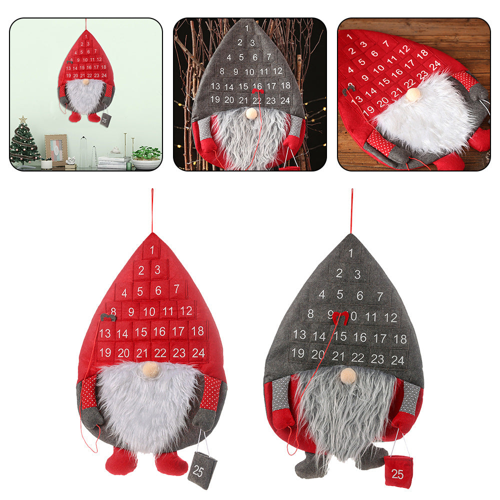 Christmas Countdown Advent Calendar Santa Doll – Faceless Hanging Decor