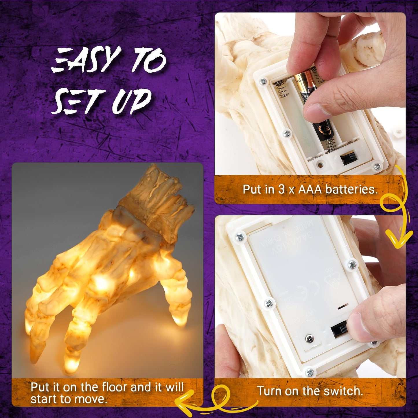 Haunted House Halloween Prop – Luminous Crawling Hand with Scary Sound
