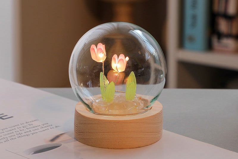 Cute Tulip LED Lamp – Night Light for Bedroom & Desk Decor