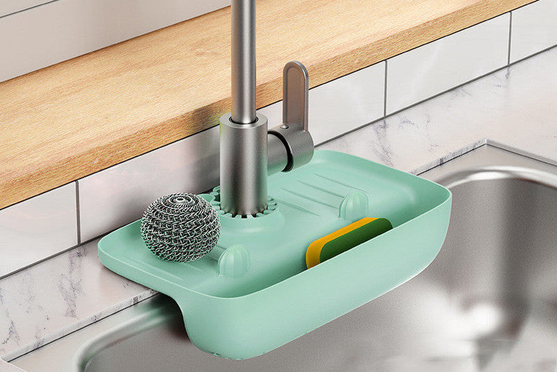 Kitchen Sponge Holder Rack – Anti Skid Drain Organizer for Sink Essentials