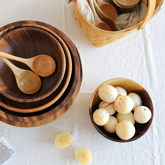 Natural Kitchen Wooden Bowl – Sustainable Salad & Fruit Serving Dish