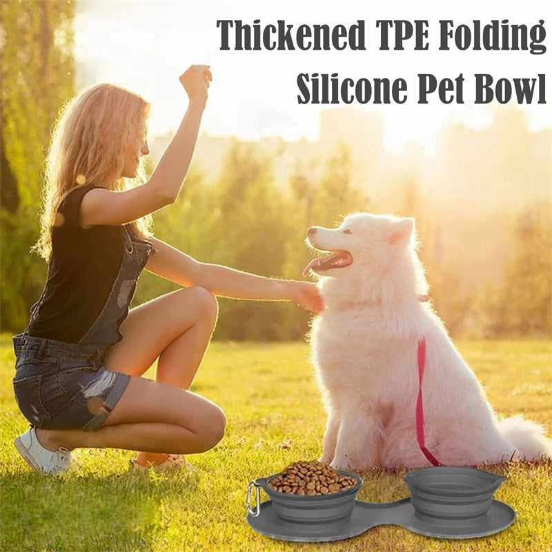 Portable 2-in-1 Dog Bowl – Foldable Double Pet Feeder for Food & Water