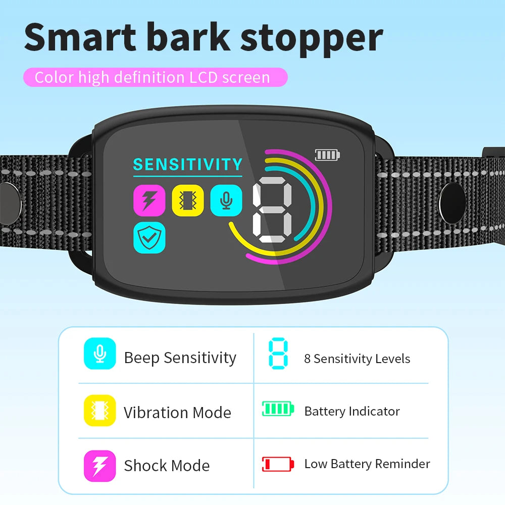 Smart Anti Barking Dog Collar – Rechargeable Automatic Bark Control Training Device