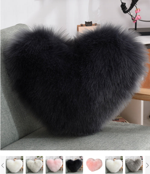 Cuddle-Perfect Fluffy Heart Throw Pillow Cover