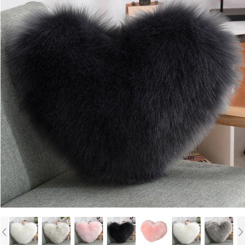 Cuddle-Perfect Fluffy Heart Throw Pillow Cover