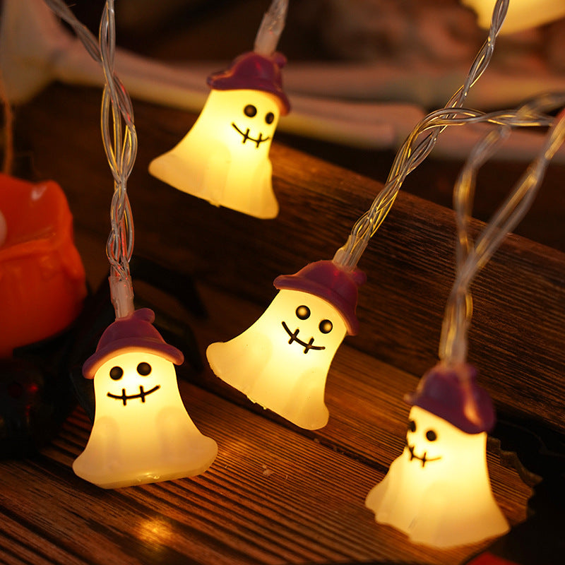 Halloween LED Light Chain – PVC Pumpkin & Ghost Outdoor/Indoor Decor