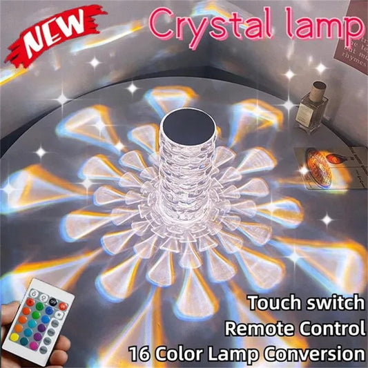 Crystal LED Night Light Diamond Lamp – Rechargeable Touch Table Lamp