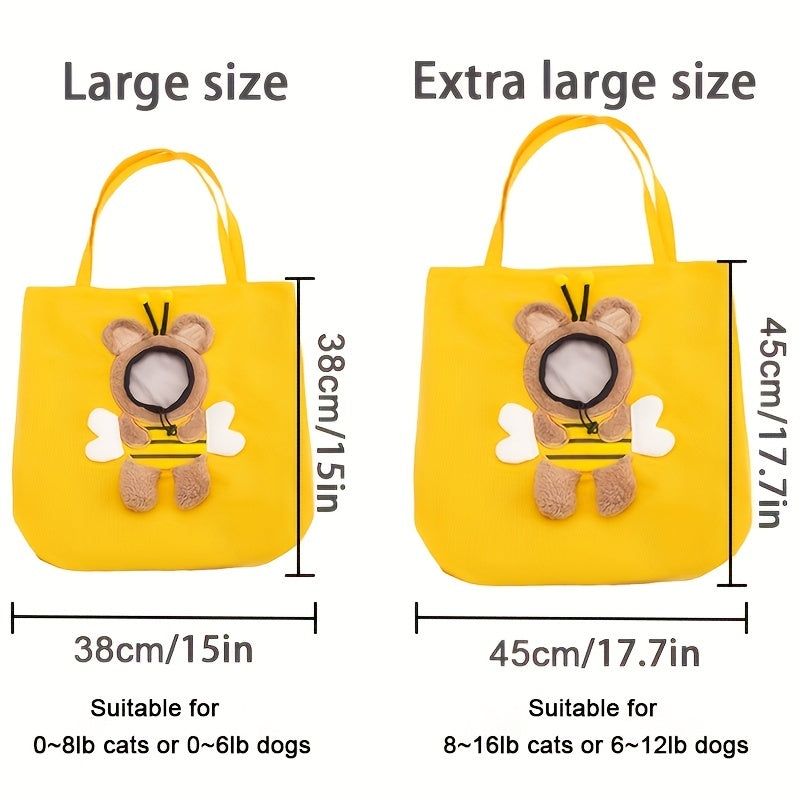 Little Bee Style Pet Travel Carrier Bag – Breathable Soft Portable Handbag for Cats & Small Dogs