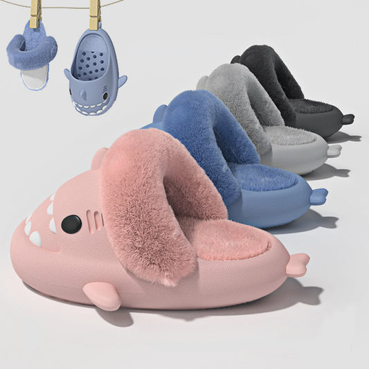 Detachable Warm Shark Slippers – Fuzzy Indoor Shoes for Women