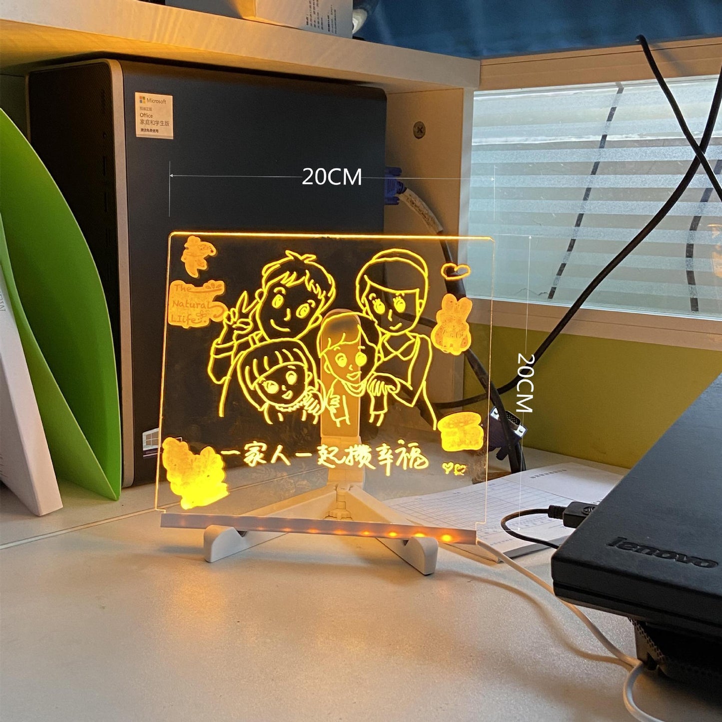 LED Night Light Acrylic Message Board – DIY Writing Lamp with 7 Pens for Notes & Room Decor