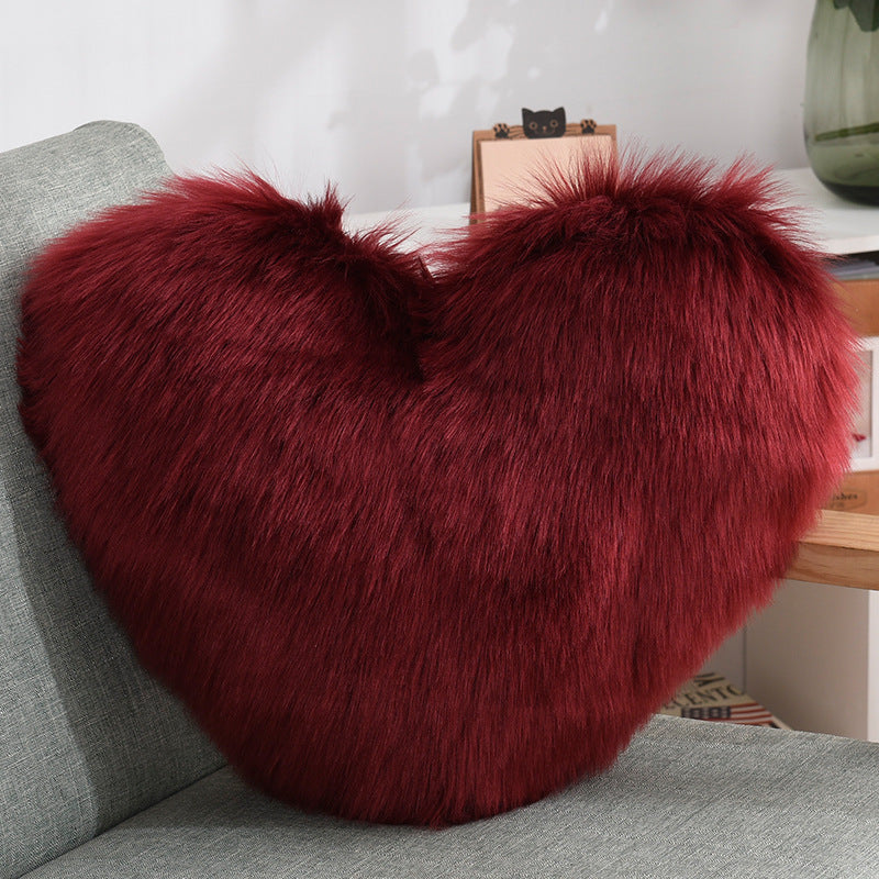 Cuddle-Perfect Fluffy Heart Throw Pillow Cover