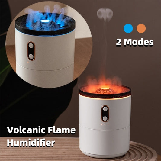 Portable Aromatherapy Diffuser Volcano Flame Humidifier with LED Night Light – Stress Relief Air Freshener