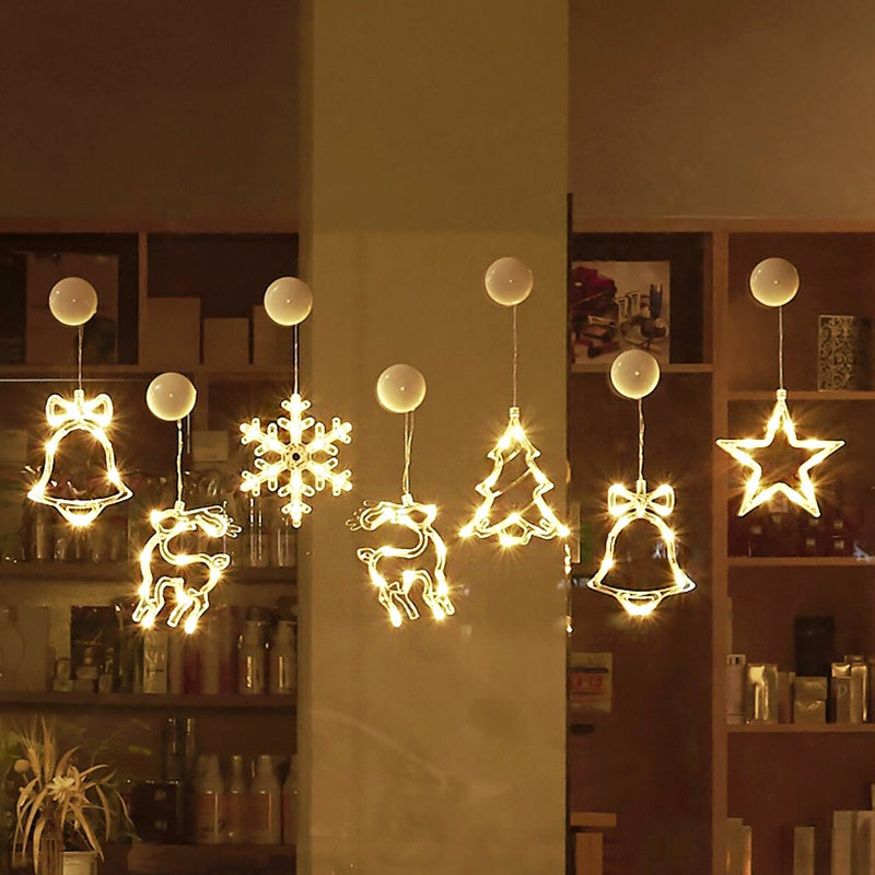 Snowflake & Star LED Curtain String Lights – Christmas Party Background Decor