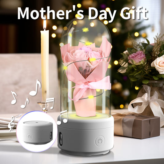 LED Rose Night Lamp Bluetooth Speaker – Elegant Romantic Gift for Mother’s Day & Bedroom Decor