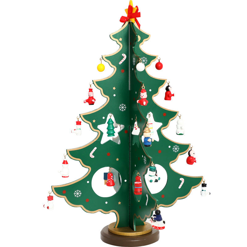 Festive Wooden Desktop Tree – Brighten Your Holiday Workspace