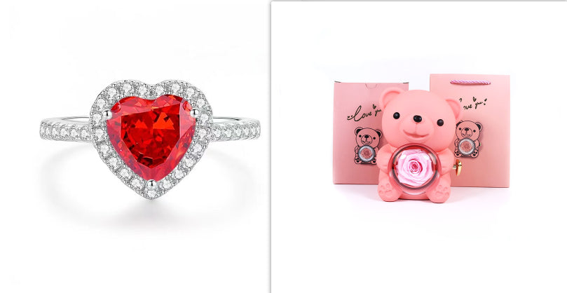 Eternal Flower Teddy Bear Jewelry Box – Romantic Gift for Girlfriend & Wife