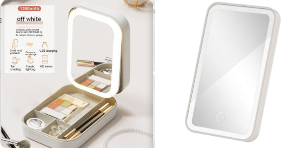 Touch Light Cosmetic Organizer – Portable LED Makeup Storage Box for Travel