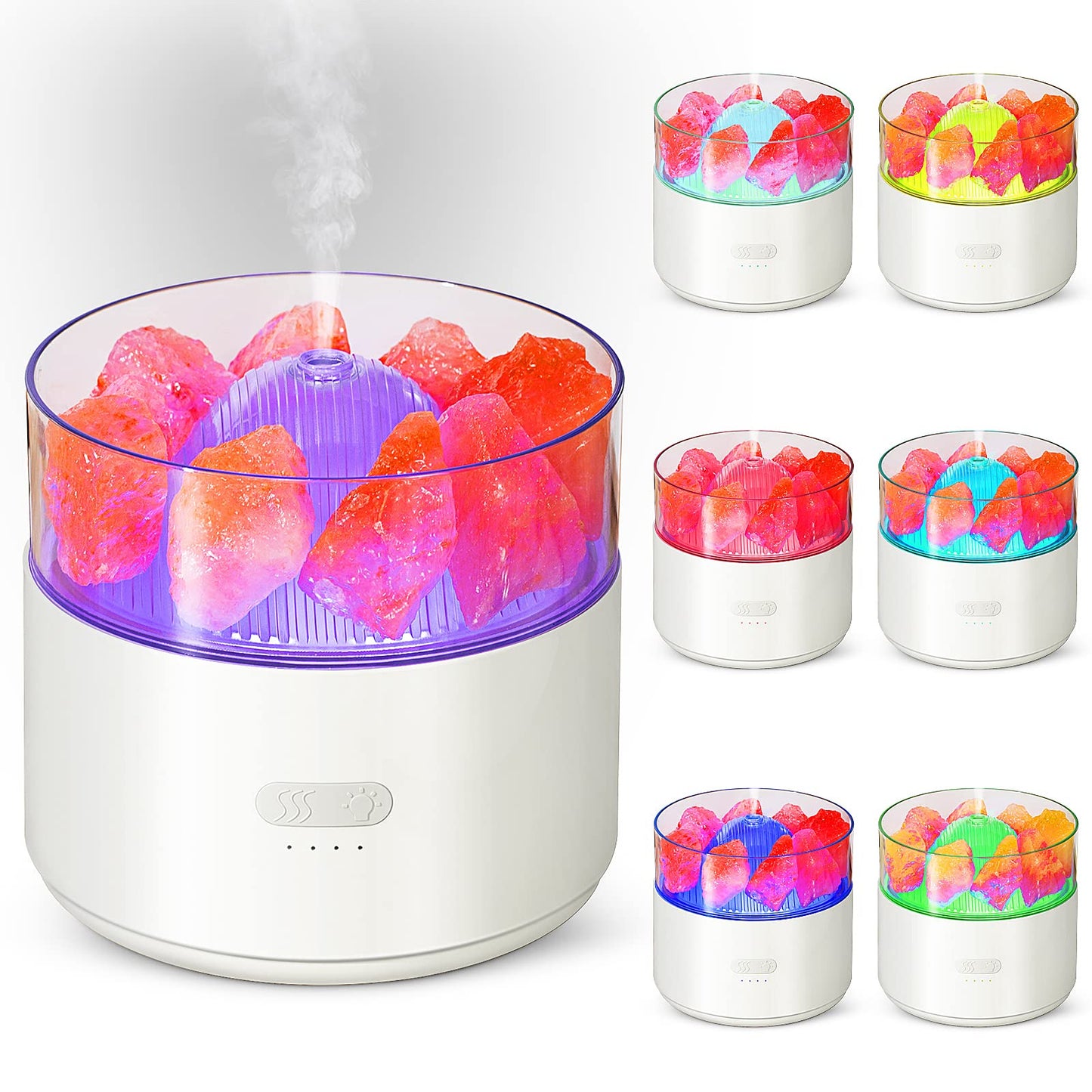 Ultrasonic Cool Mist Humidifier & Aromatherapy Diffuser – Crystal Salt Lamp Air Purifier w/ Ambient Mood Lighting