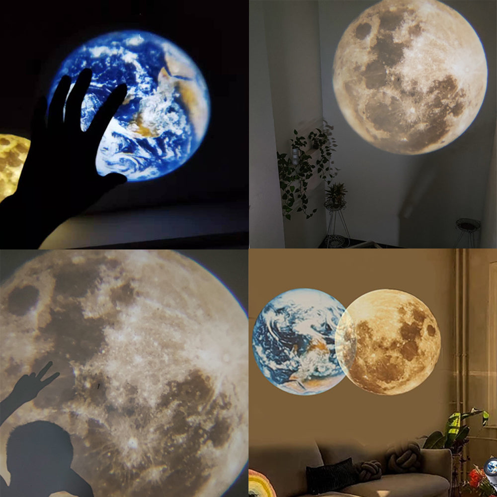 Earth and Moon Star Projector – 360° Rotating Galaxy Night Light