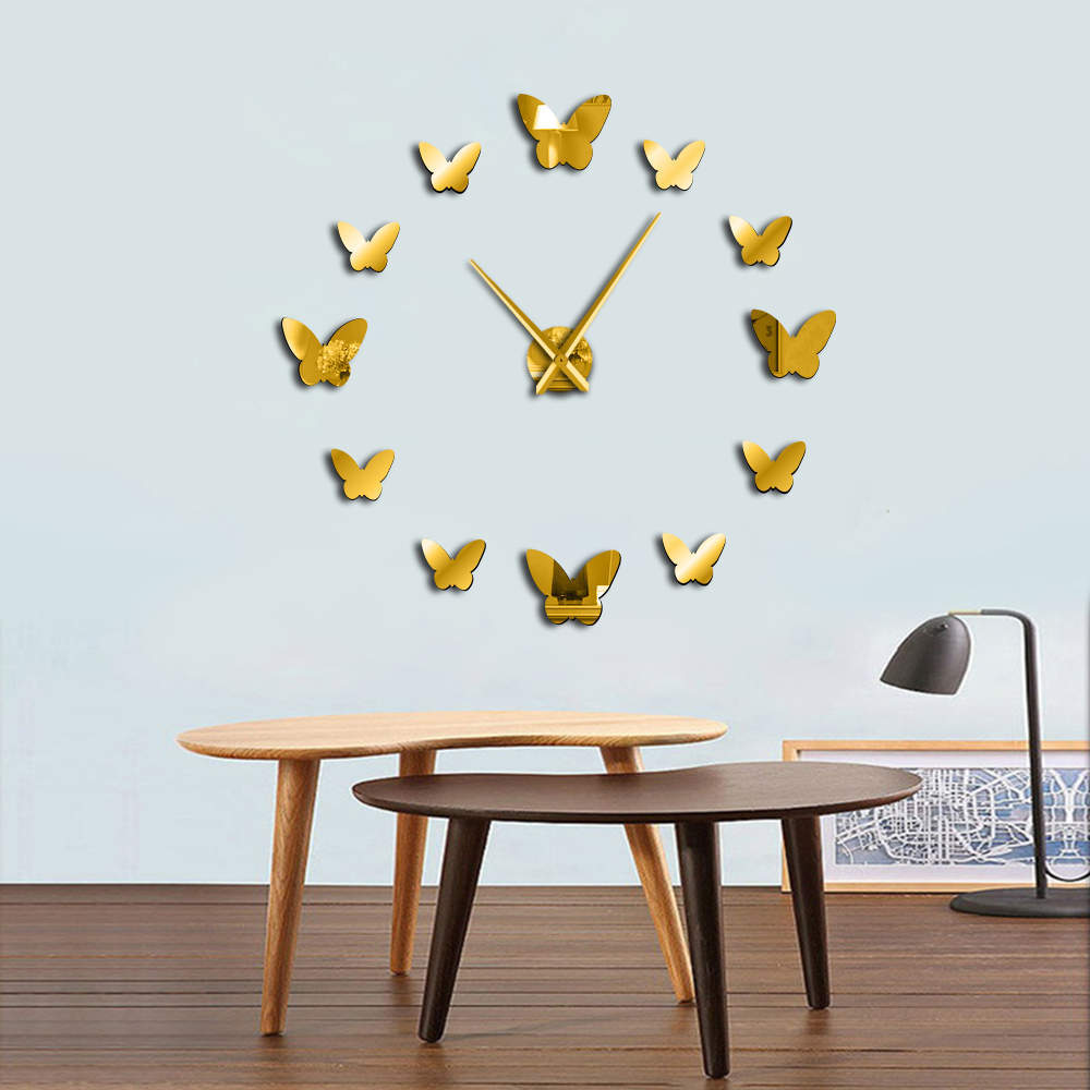 3D Mirror Butterfly Wall Clock – Large DIY Wall Decor for Living Room & Bedroom