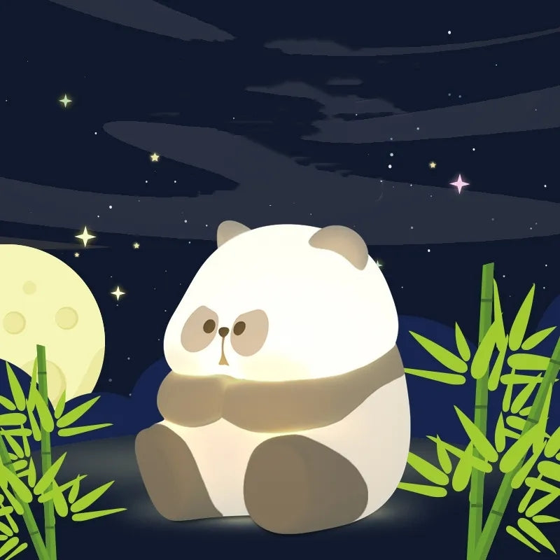 Baby Panda Night Light Silicone LED Cute Lamp for Kids Sleep Aid Bedroom Nursery