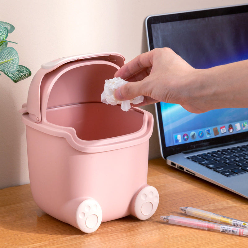 Small Flip-Top Desktop Trash Bin – Tidy Desk & Home Storage Solution
