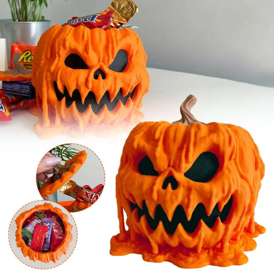 Melting Pumpkin Candy Dish with Lid – Reusable Halloween Decor