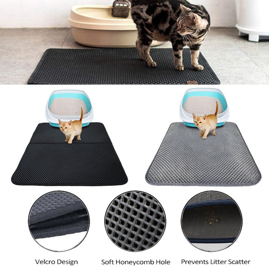 Double Layer Cat Litter Mat – Waterproof Easy Clean Litter Trapper