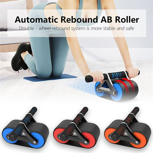 Home Gym Ab Roller with Automatic Rebound – Double Wheel Core Strength & Fitness Trainer