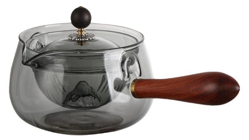 Modern Glass Teapot with Infuser – Rotary Semi Automatic Heat Resistant Tea Brewer Tool