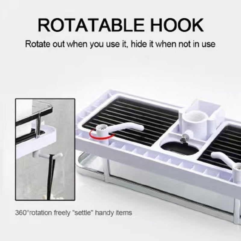 No Drill Bathroom Shower Shelf Organizer – Adjustable Punch-Free Storage Rack Basket