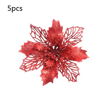 Christmas Glitter Fake Flowers – Festive Tree Decorations for Home & Party Setup